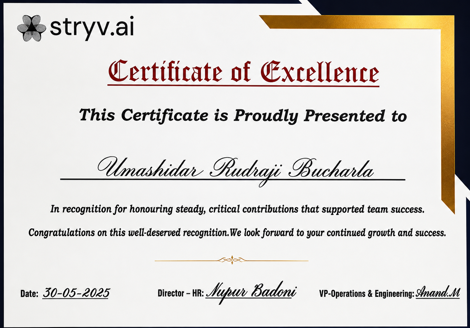 Key Contributor Award